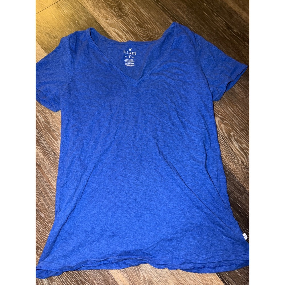 American Eagle Outfitters Ultimate V-Neck T-Shirt Cobalt Blue XL Relaxed Fit Tee